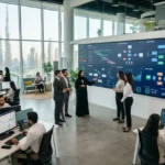 Business professionals managing workflows and operations in a modern UAE office