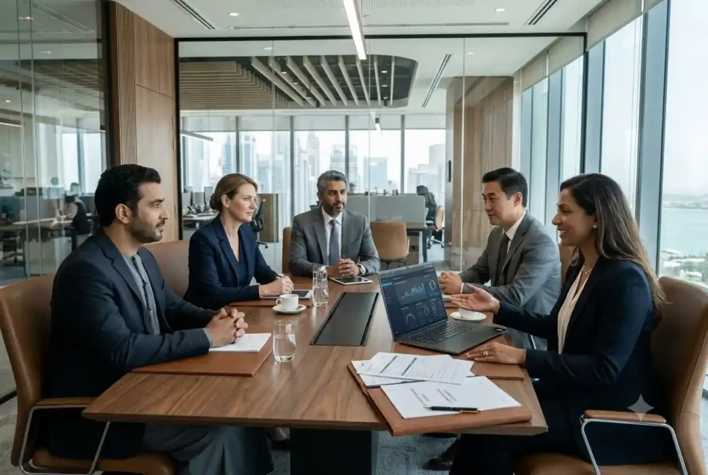 Company directors opening a corporate bank account at a UAE bank