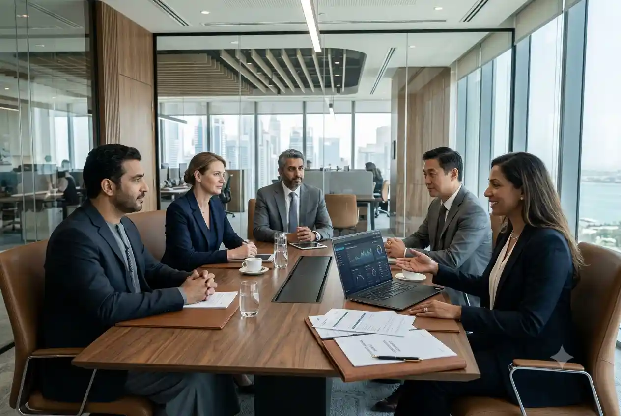 Company directors opening a corporate bank account at a UAE bank