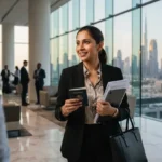 Professional holding passport for Dubai business visa