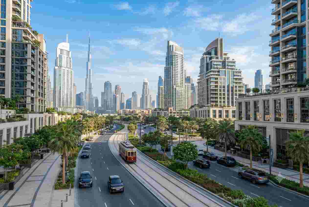 Modern Emaar residential buildings and luxury community in Dubai