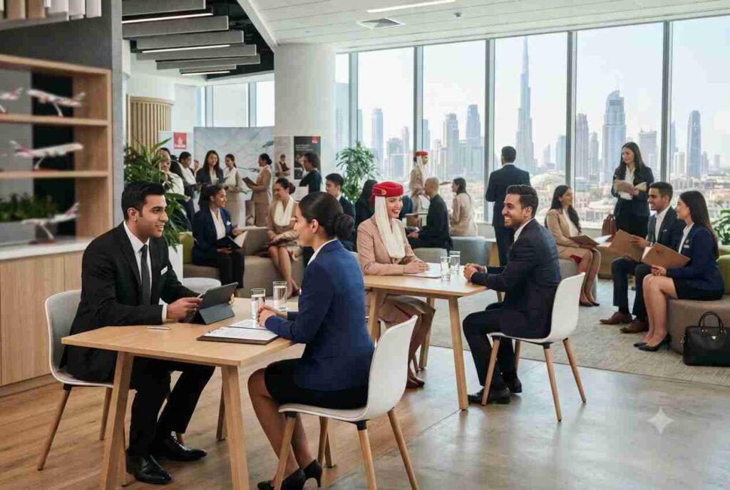 Professionals applying for Etihad Airways career opportunities in the UAE.