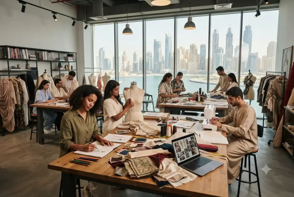 Fashion students learning luxury design and style in Dubai