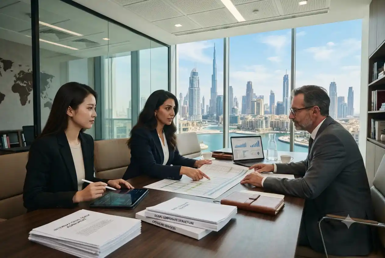 Professionals managing offshore company formation in Dubai