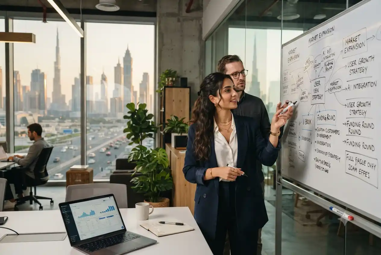 Entrepreneur starting a business in a modern UAE office