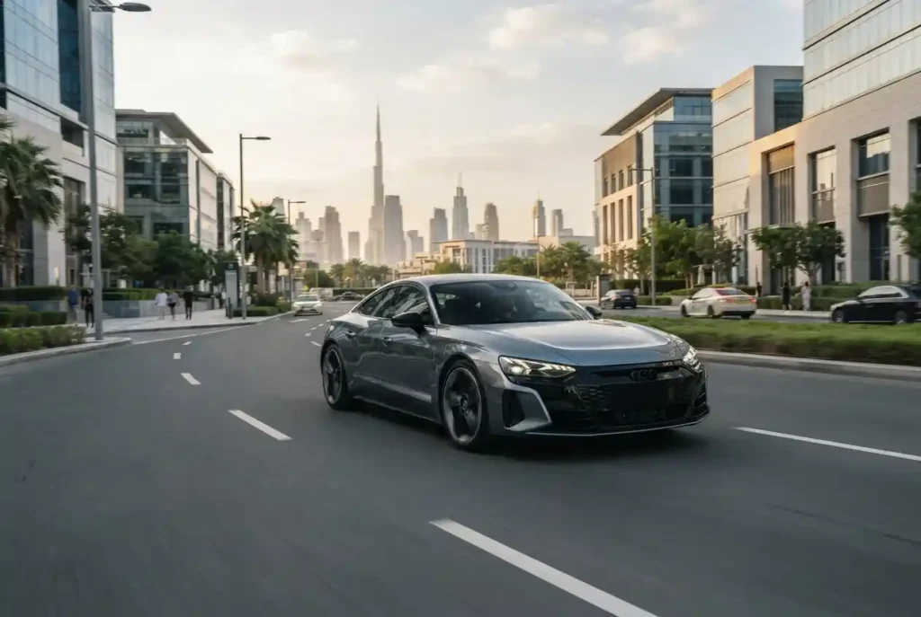 Audi UAE premium car in a modern Dubai setting
