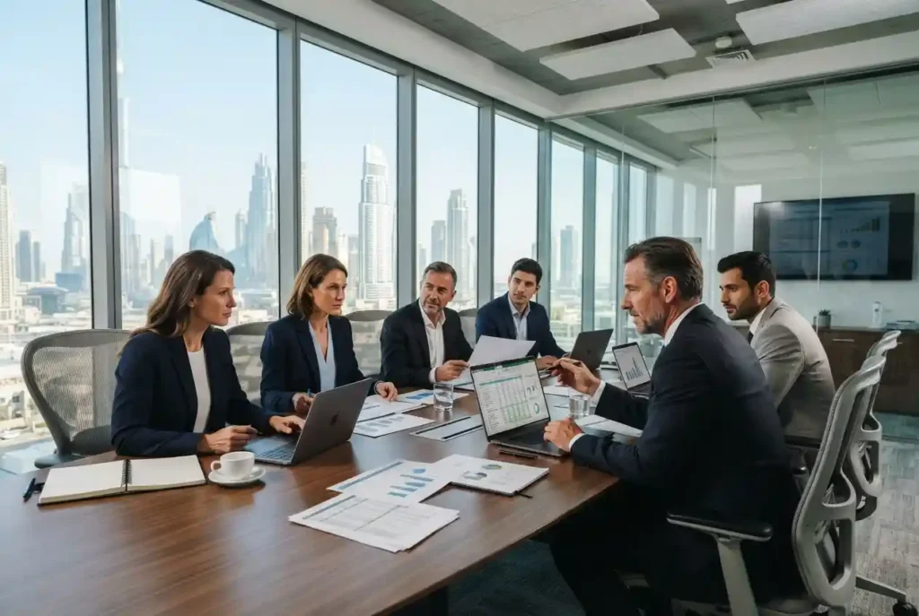 Corporate finance advisory meeting in Dubai for UAE businesses