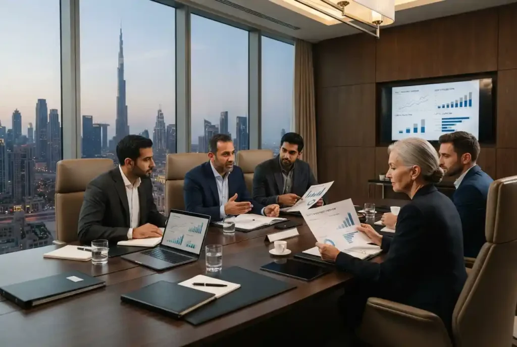 Equity financing and investor funding meeting for a UAE business
