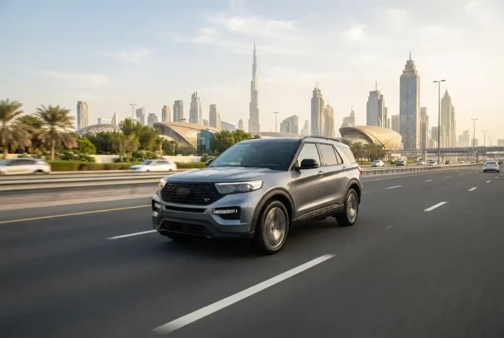 Ford SUV driving on a Dubai road in the UAE