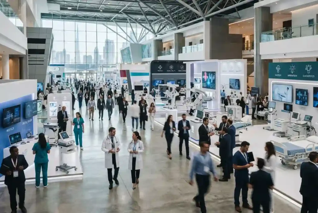 Healthcare professionals attending a medical exhibition in the UAE