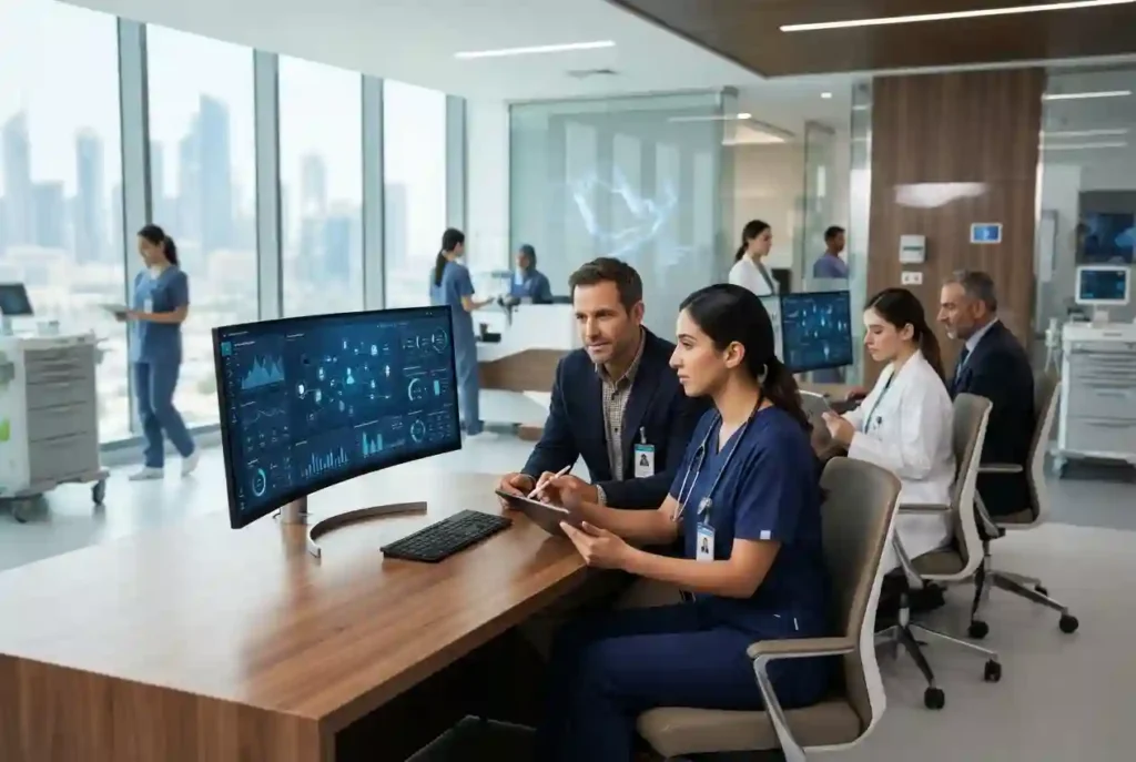 Healthcare software development technology being used by medical professionals in the UAE