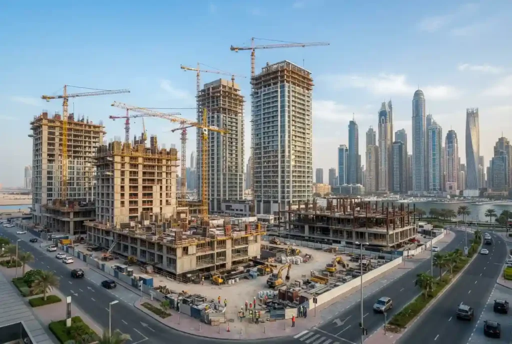 Ongoing construction and new building projects in Dubai