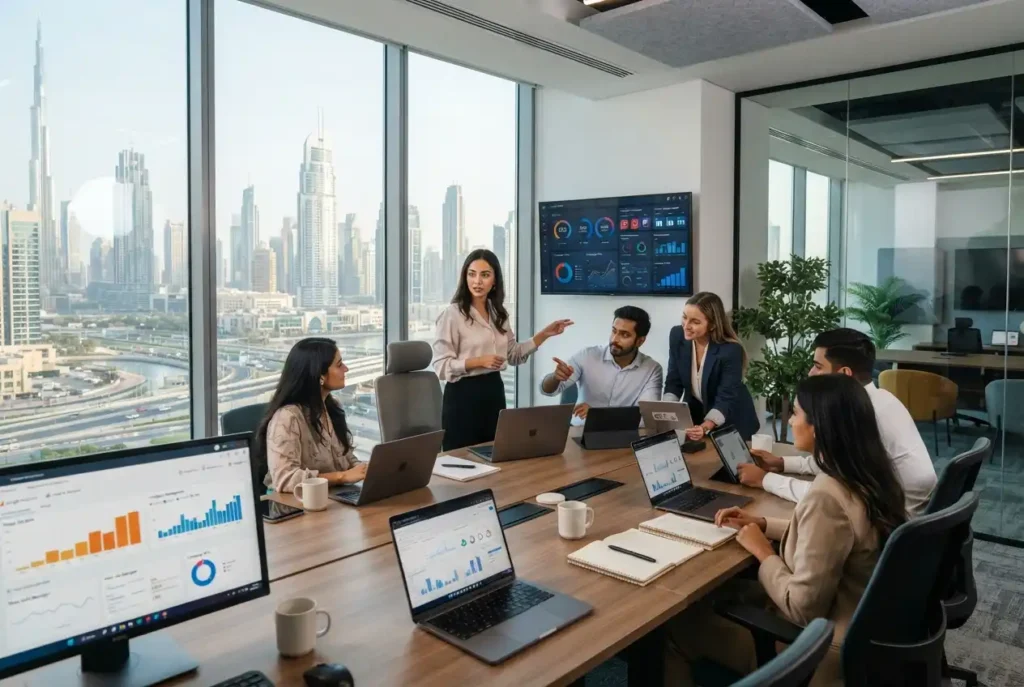 Digital marketing professionals developing an internet marketing strategy in the UAE