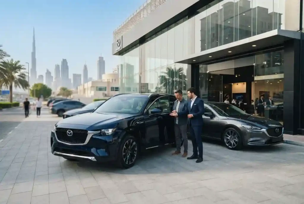 Mazda vehicles at a UAE automotive showroom