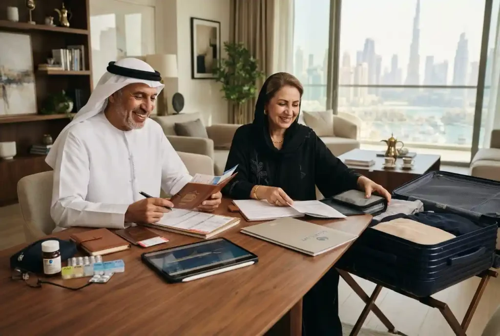 Travel insurance for elderly UAE travellers preparing for an international trip