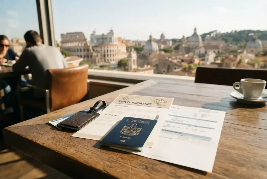 Travel insurance documents for Italy visa application from UAE